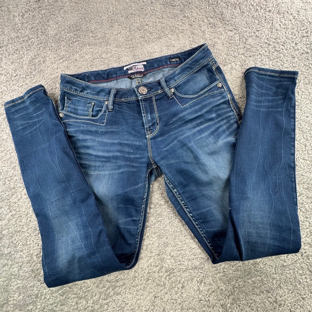 Be Rock for Express Womens Legging Skinny Jeans Medium Wash Contrast Stitch 6/28